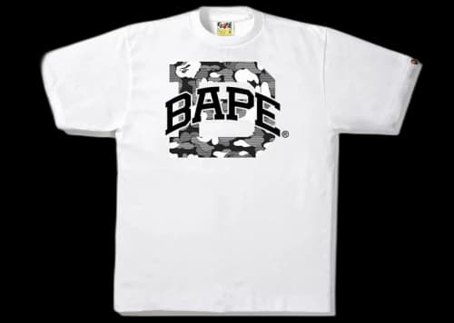 BAPE Stripe ABC Camo Logo Tee White/Black