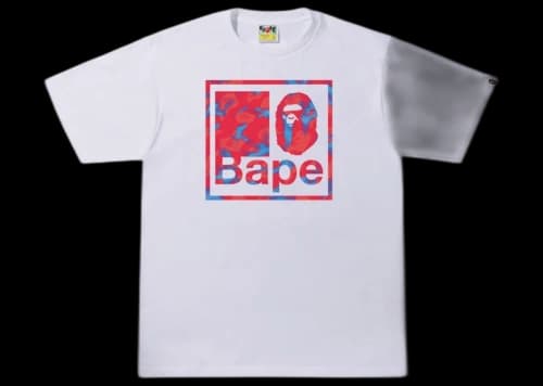 BAPE Stroke Camo Quadrangle Tee White/Red
