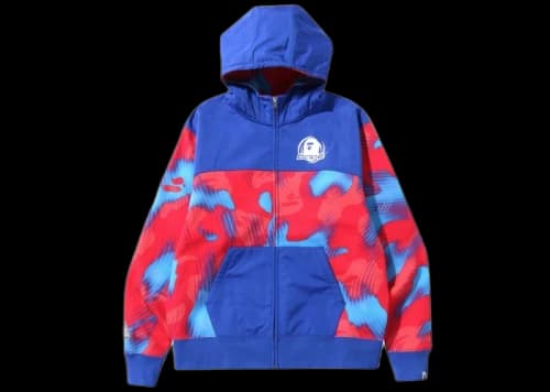 BAPE Stroke Camo Relaxed Fit Zip Hoodie Red
