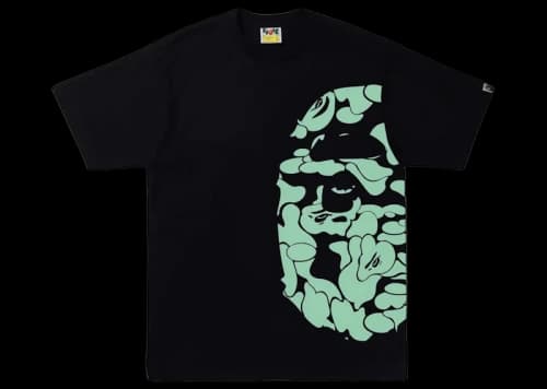 BAPE Text Code Camo Side Big Ape Head Tee Black