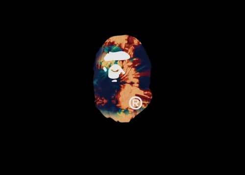 BAPE Tie Dye Big Ape Head Tee Black/Navy