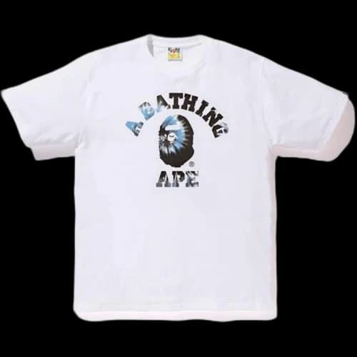 BAPE Tie Dye College Tee White/Blue