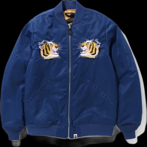 BAPE Tiger Embroidery Reversible Jacket Navy