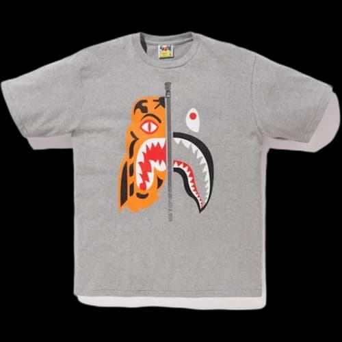 BAPE Tiger Shark Funthera Militia Tee Gray