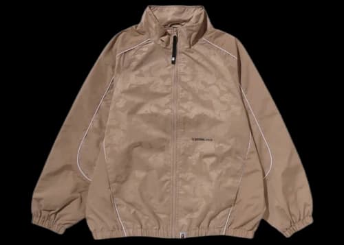 BAPE Tonal Solid Camo Metal Logo Pin Track Jacket Beige
