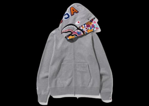 BAPE US Limited Collection Shark Full Zip Double Hoodie Grey