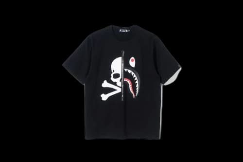 BAPE Vs Mastermind Half Skull Half Shark Double Sided Tee Black