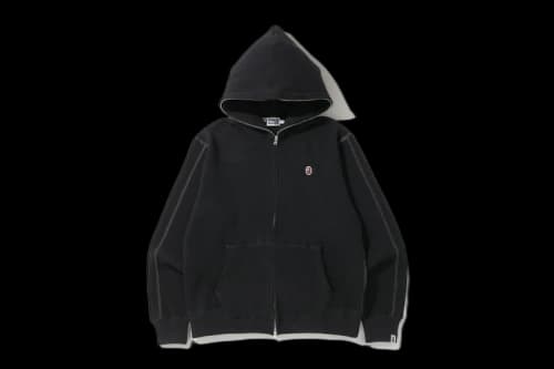 BAPE Waffle Wide Full Zip Hoodie Black