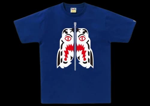 BAPE White Tiger Tee Blue