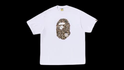 BAPE Wild Leopard Pattern Ape Head Relaxed Fit Tee White