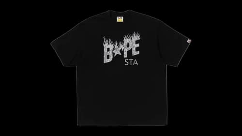 BAPE Wild Leopard Pattern Sta Logo Relaxed Fit Tee Black