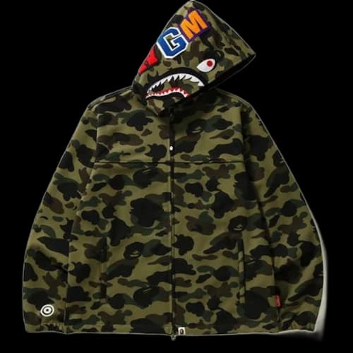 BAPE Windstopper 1st Camo Shark Hoodie Jacket Jacket Green