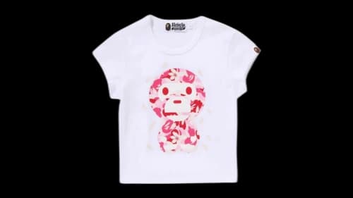 BAPE Women ABC Sakura Camo Baby Milo Cropped Tee (SS26) White