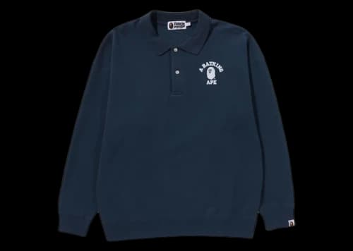 BAPE Women's College L/S Polo Shirt Navy