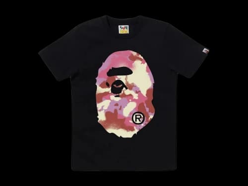 BAPE Women's Map Camo Big Ape Head Tee Black/Pink