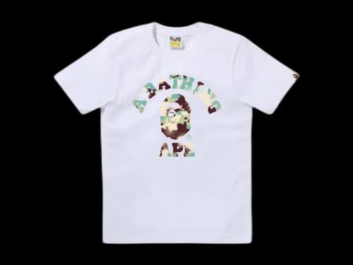 BAPE Women's Map Camo College Tee White/Pink