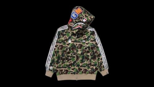 BAPE x adidas Relaxed Fit Track Camo Shark Full Zip Hoodie Green