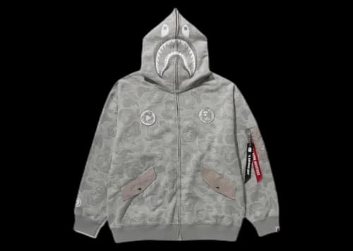BAPE x Alpha Industries Shark Full Zip Hoodie Olivedrab
