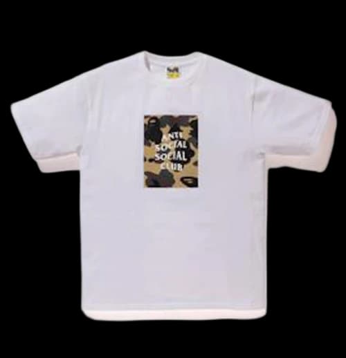 BAPE x Anti Social Social Club 1st Camo Box Tee (FW19) White/Yellow Camo