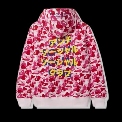 BAPE x Anti Social Social Club ABC Camo Pullover Hoodie Pink