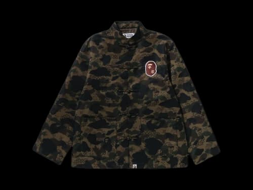 BAPE x CLOT Camo Ape Head Chinese Jacket Olive