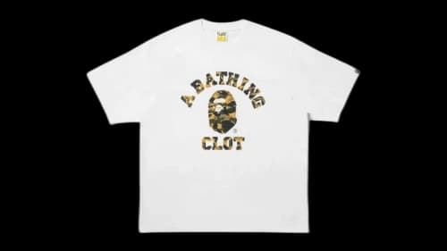 BAPE x CLOT Camo College Relaxed Fit Tee White