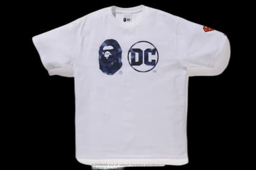 BAPE x DC Superman Apehead DC Logo Tee White/Navy