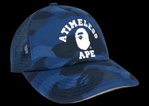 BAPE x JJJJound Color Camo College Mesh Cap Navy