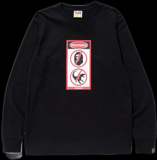 BAPE x Jurassic World Warning Long Sleeve Tee Black