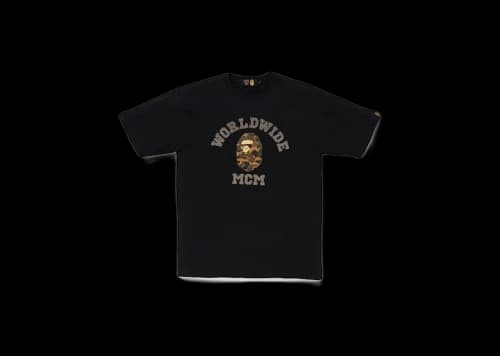 BAPE x MCM Rhinestone College Tee Black