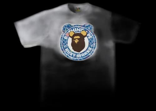 BAPE x Medicom Toy Bearbrick Camo Bear Busy Works Tee White/Blue