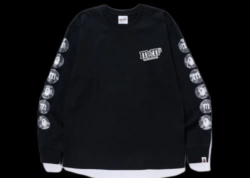 BAPE x M&M's Mens Monotone Long Sleeve Tee Black
