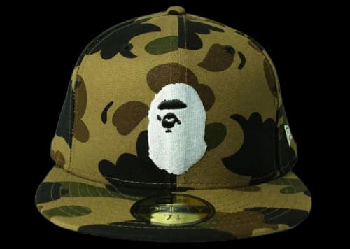 BAPE x New Era 59 Fifty 1st Camo Ape Head Cap Green