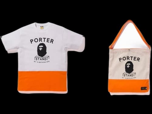 BAPE x Porter Stand Tee and Shoulder Tote Bag White