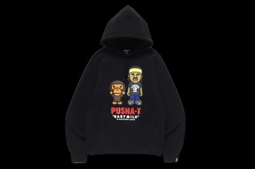 BAPE x Pusha T Baby Milo Pullover Hoodie Black