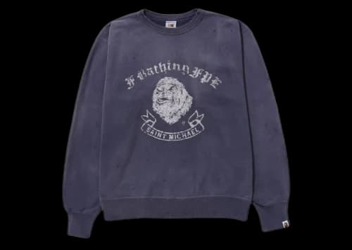 BAPE x Saint Mxxxxxx Gorilla Crewneck Blue