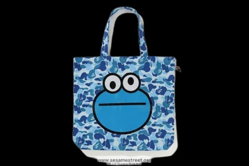 BAPE x Sesame Street ABC Camo Cookie Monster Tote Blue