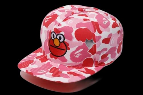 BAPE x Sesame Street ABC Camo Elmo Snap Back Cap Pink