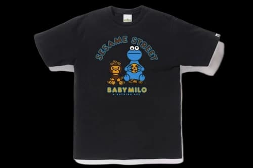 BAPE x Sesame Street Milo & Cookie Monster Tee Black