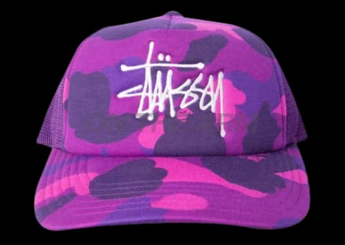 BAPE x Stussy Trucker Cap Purple