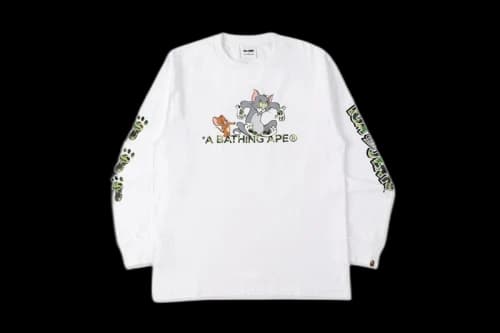 BAPE x Tom and Jerry Footprints L/S Tee White