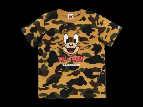 BAPE x Tom And Jerry Kids 85th 1st Camo Tee Yellow