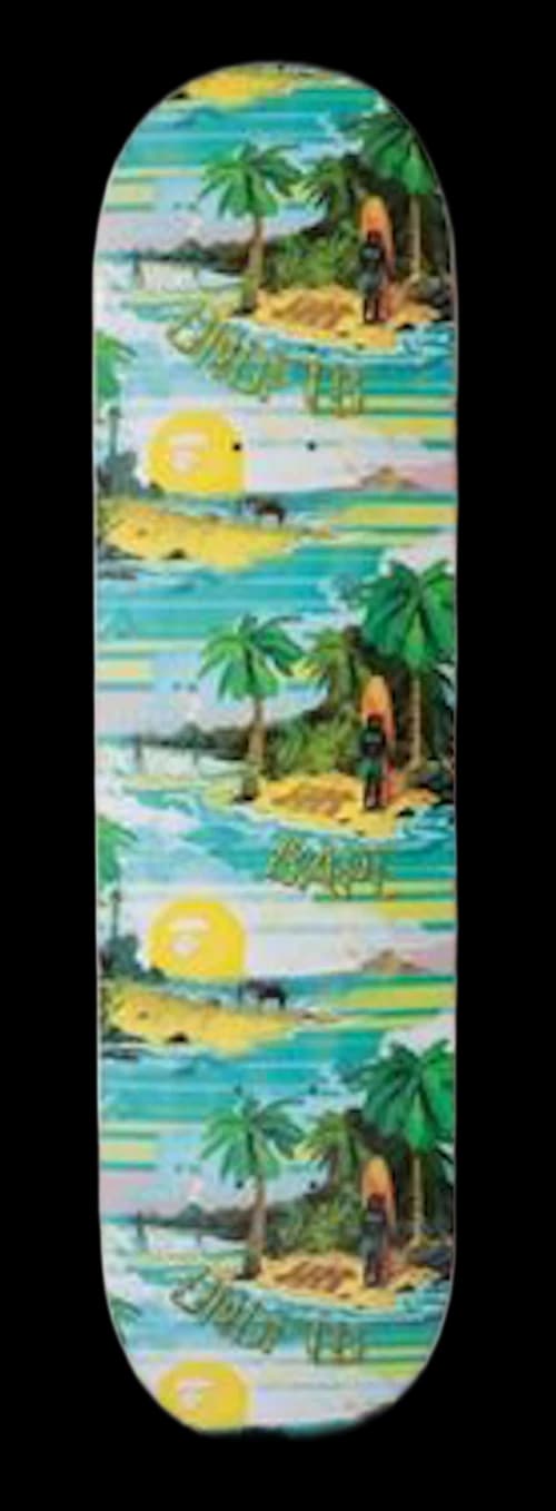 BAPE x Undefeated Hawaiian Collection Skateboard Skateboard Deck Island Blue