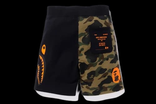 BAPE x Undefeated Split Shark Sweat Shorts Black