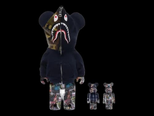 Bearbrick Bape Legacy Camo Shark 100% & 400% Set Navy