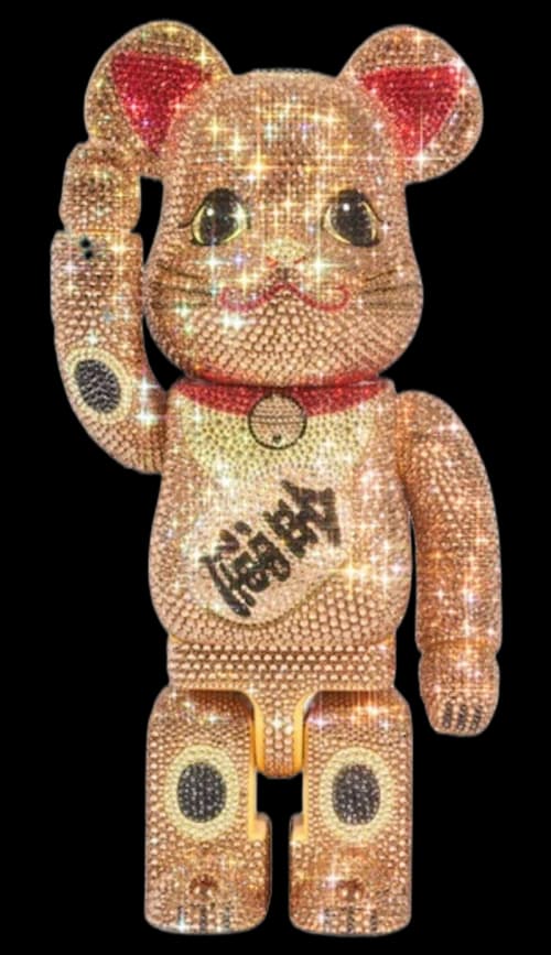 Bearbrick Crystal Decorate Lucky Cat Gold Money Luck 400%