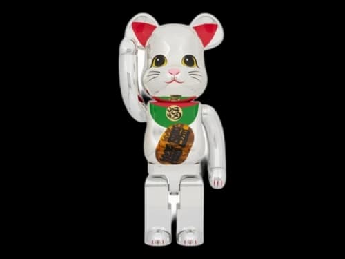 Bearbrick Lucky Cat Silver Plated Luminous 10