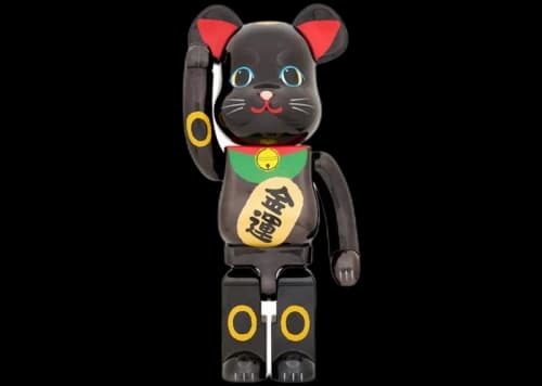 Bearbrick Maneki Neko Gold Luck 1000% Black Plated