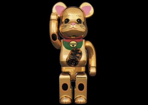 Bearbrick Maneki Neko Gold Plated Luminous 400%