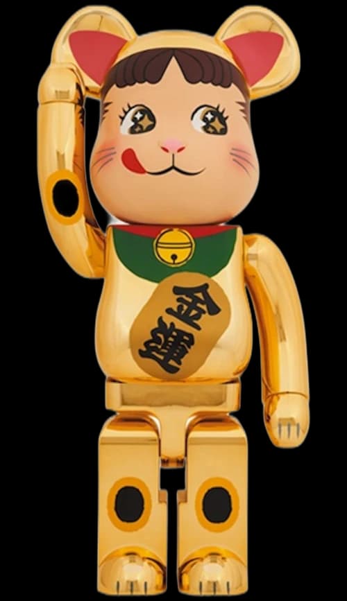 Bearbrick Maneki Neko Peko-chan Money Luck 1000% Gold Plated